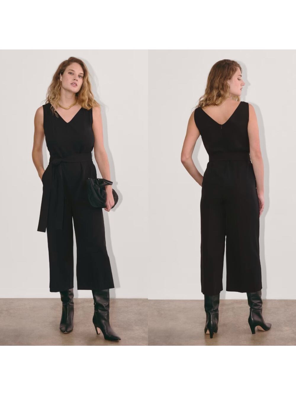 Everlane Japanese GoWeave Jumpsuit Sleeveless Wide Leg Black Women 0 NWOT